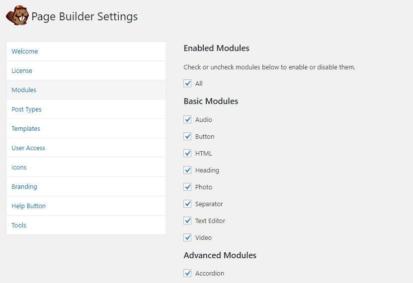 Beaver Builder Network Settings for Multisite